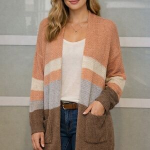 Beceel Cardigan Open Front 4Color Straps With Pockets Women Size S